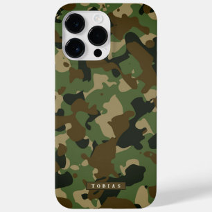 Coque Pour Pour iPhone 14 Pro Max Customizable Name Camouflage Military Kaki Brown