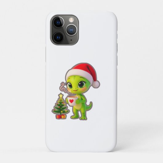 Coques Case-Mate iPhone **Cute 3D Green Alien in Santa Hat with Hot Chocol (Dos)