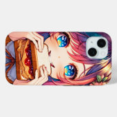 Coques Case-Mate iPhone Cute Anime Girl mangeant un beurre d'arachide et g (Verso (horizontal))