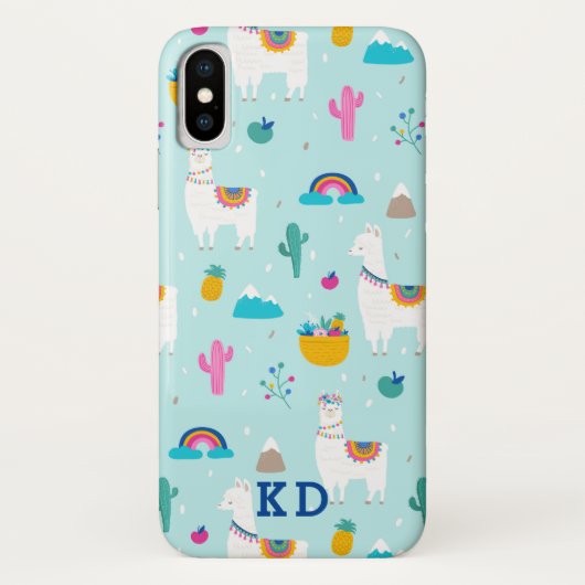 Coques Case-Mate iPhone Cute Aqua Blue Llama Motif (Dos)