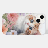 Coques Case-Mate iPhone Cute Aquarelle Kitten avec Floral (Verso (horizontal))