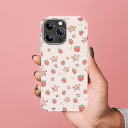Coques Case-Mate iPhone Cute Aquarelle motif de fraise fleurie