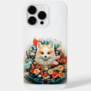 Coque Pour Pour iPhone 14 Pro Max Cute Baby Fox avec des fleurs Papier Coupe