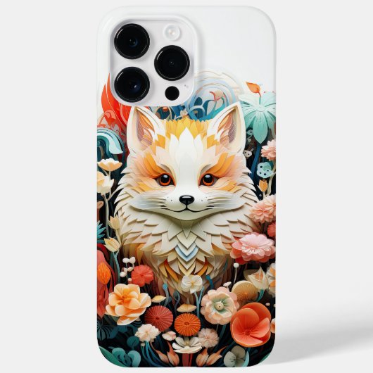 Coques Case-Mate iPhone Cute Baby Fox avec des fleurs Papier Coupe (Verso)