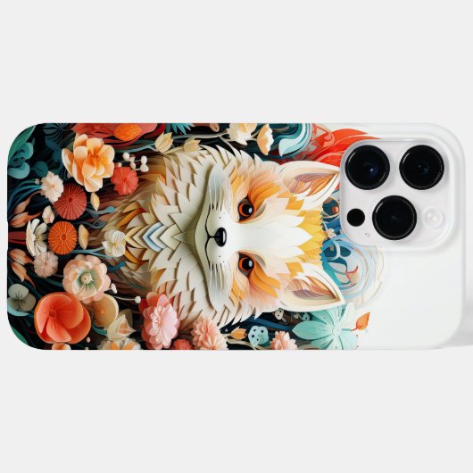 Coques Case-Mate iPhone Cute Baby Fox avec des fleurs Papier Coupe (Verso (horizontal))