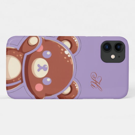 Coques Case-Mate iPhone Cute Bear iPhone Case – Purple Teddy Bear Cover (Dos (Horizontal))