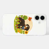 Coques Case-Mate iPhone Cute Bernese Mountain Dog with Sunflower & Butterf (Verso (horizontal))