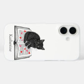 Coques Case-Mate iPhone Cute Black Kitten on a Book Personalized with name (Verso (horizontal))