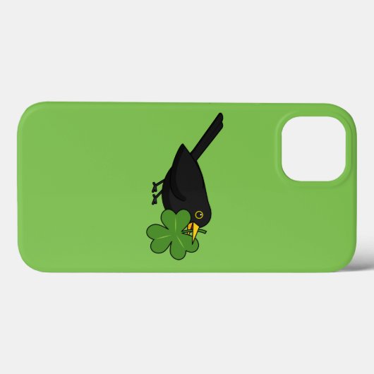 Coques Case-Mate iPhone Cute Blackbird avec Shamrock Clover Carton (Verso (horizontal))