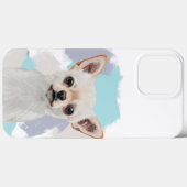 Coques Case-Mate iPhone Cute blanc Chihuahua Abstrait bleu (Verso (horizontal))