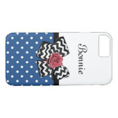 Coques Case-Mate iPhone Cute Bleu Pois Rouge Rose Chevron Bow et nom (Dos (Horizontal))