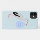 Coques Case-Mate iPhone Cute Blue Baby Boy Stork (Dos (Horizontal))