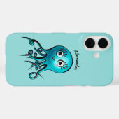 Coques Case-Mate iPhone Cute Blue Cartoon Octopus - Smiling Sea Creature (Verso (horizontal))