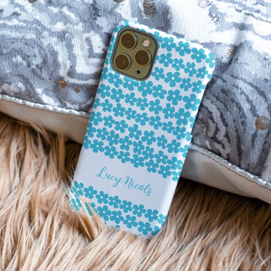 Coques Case-Mate iPhone Cute Blue Minimalist Daisy Motif Floral Nom