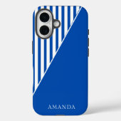 Coques Case-Mate iPhone Cute Blue Striped Personalized Name (Verso)