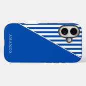 Coques Case-Mate iPhone Cute Blue Striped Personalized Name (Verso (horizontal))
