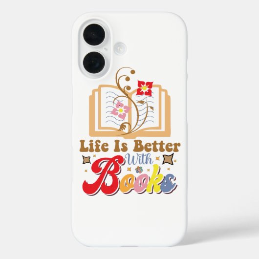 Coques Case-Mate iPhone Cute Book Lover "Life Is Better With Books" Quote (Verso)