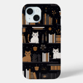Coques Case-Mate iPhone Cute Bookish Chats Livres Brown (Verso)