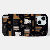Coques Case-Mate iPhone Cute Bookish Chats Livres Brown (Verso (horizontal))