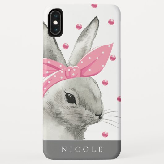Coques Case-Mate iPhone Cute Bunny Pink Bow personnalisé (Dos)