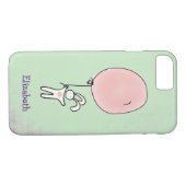 Coques Case-Mate iPhone Cute Bunny tenant un ballon personnalisé (Dos (Horizontal))