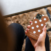 Coques Case-Mate iPhone Cute Burnt Orange Polka Motif personnalisé