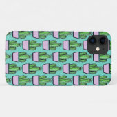 Coques Case-Mate iPhone Cute Cactus Pink Pot Motif sur Marine Blue (Dos (Horizontal))