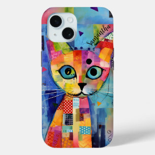 Coque Pour iPhone 15 Cute Calico Chat Personnalisé