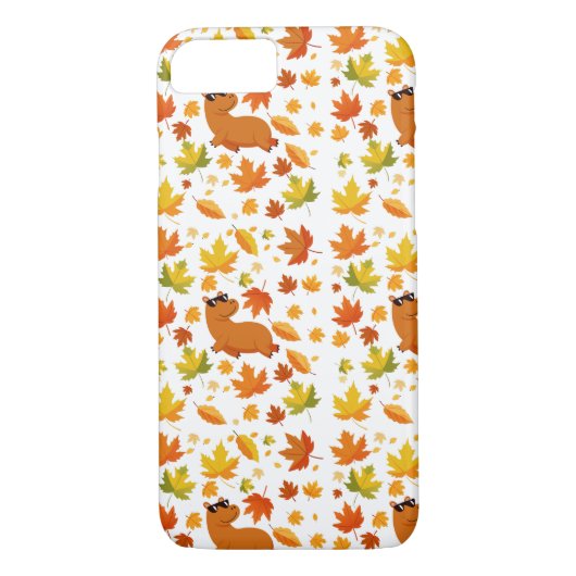 Coques Case-Mate iPhone Cute Capybara et Automne laisse le cas téléphoniqu (Dos)