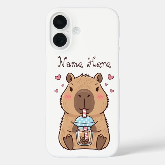 Coques Case-Mate iPhone Cute Capybara Siroter Du Boba Tea (Verso)