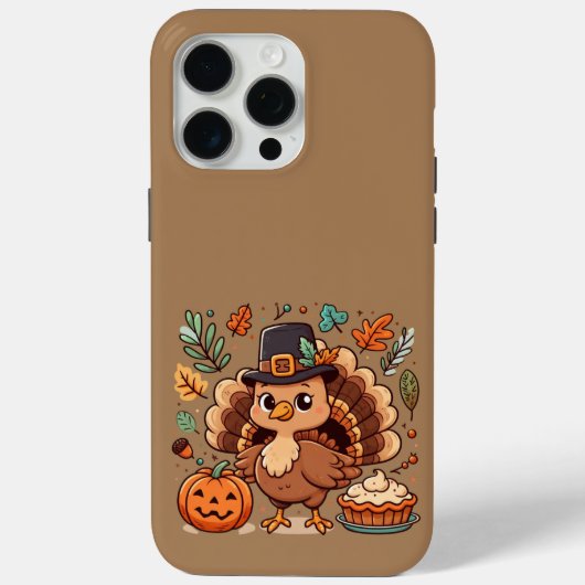 Coques Case-Mate iPhone Cute caricature Thanksgiving dinde et citrouille (Verso)