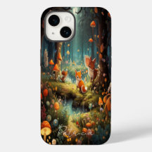 Cute Cartoon Forest Fairy Tail Fox Mushroom Floral