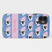 Coques Case-Mate iPhone Cute Cartoon Mouton rose Coeur Motif Bleu (Dos (Horizontal))