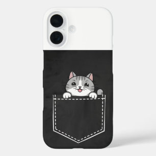 Coques iPhone 16 Cute Cat dans la conception de poche pour Amoureux
