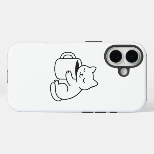 Coques Case-Mate iPhone Cute Cat Holding Coffee Minimal iPhone 16 Case (Verso (horizontal))