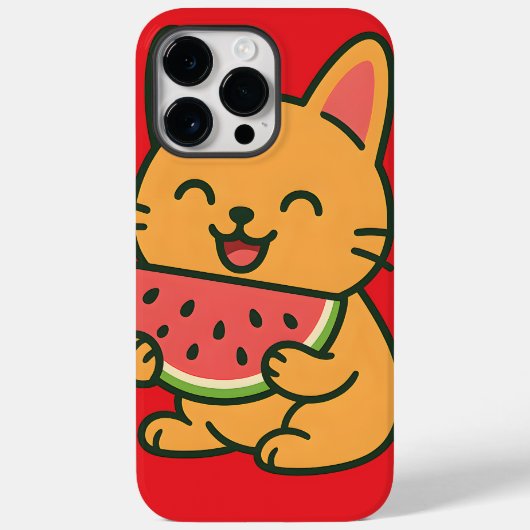 Coques Case-Mate iPhone Cute Cat Manger Watermelon - Kawaii iPhone 14 Pro (Verso)