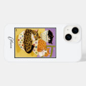 Coques Case-Mate iPhone Cute Cats in Bowls Nom personnalisé (Verso (horizontal))