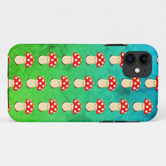 Coques Case-Mate iPhone Cute Champignons Dessin Vert Et Bleu Motif (Dos (Horizontal))