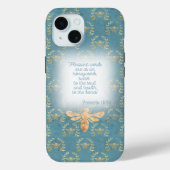 Coques Case-Mate iPhone Cute Chartreuse Green Gold Bee Wreath Grid Bible (Verso)