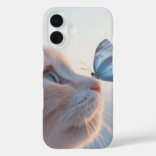 Coques Case-Mate iPhone Cute Chat avec Butterfly iPhone 16 Coques (Verso)