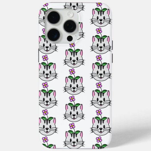 Coques Case-Mate iPhone Cute chat caricature avec une fleur sur la tête (Verso)