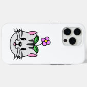 Coques Case-Mate iPhone Cute chat caricature avec une fleur sur la tête (Verso (horizontal))