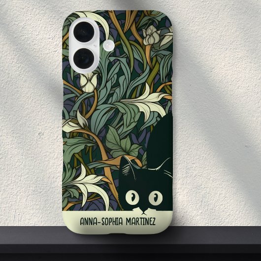 Coques Case-Mate iPhone Cute Chat Floral Art Nouveau Vert Bleu Personnalis
