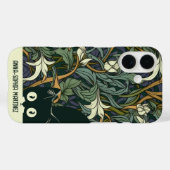 Coques Case-Mate iPhone Cute Chat Floral Art Nouveau Vert Bleu Personnalis (Verso (horizontal))