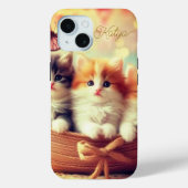 Coques Case-Mate iPhone Cute chat Kitten et Panier, Votre nom (Verso)