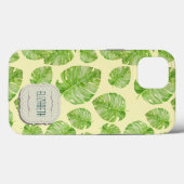 Coques Case-Mate iPhone Cute Chic Banana Leaf Vert Blanc Nom Jaune (Verso (horizontal))