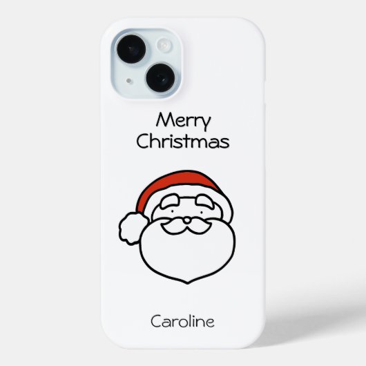 Coques Case-Mate iPhone Cute Christmas Santa Line Drawing with Red Hat (Verso)
