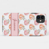 Coques Case-Mate iPhone Cute Citrouille d'aquarelle rose d'automne personn (Dos (Horizontal))