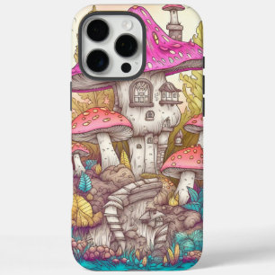 Coques iPhone 16 Pro Max Cute Coloré Mushroom House Art