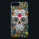 Coque iPhone 7 Plus Cute Colorée Fleurs Rétro Crâne de sucre<br><div class="desc">Crâne à sucre rétro et coloré.</div>
